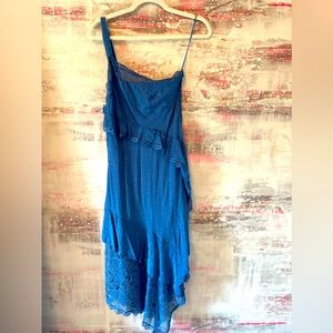 Anthropologie Blue one shoulder dress